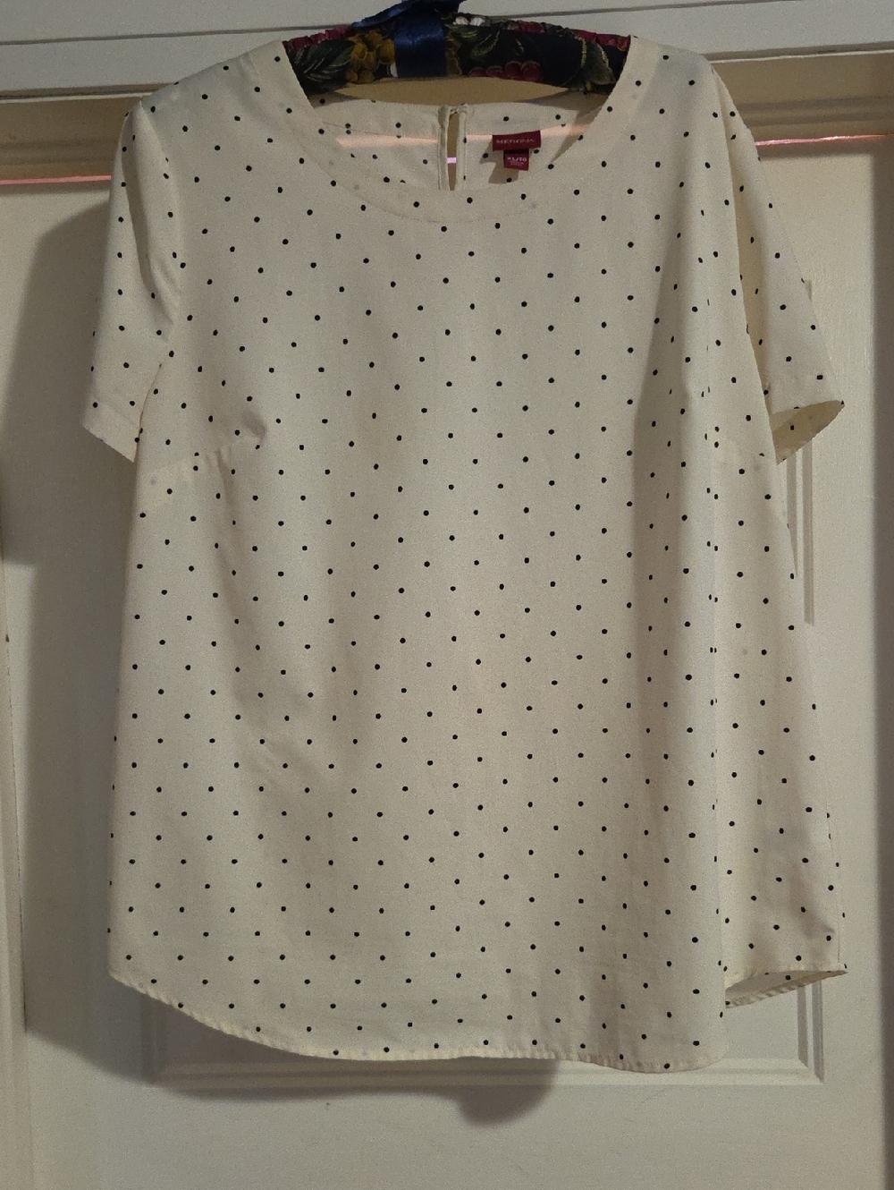 Merona Cream Short Sleeve Blouse with Black Polka Dots